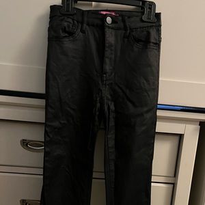 Edikted black leather flare pants